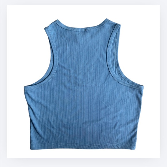 Real Essentials Sky Blue Ribbed Top - Picture 3 of 3